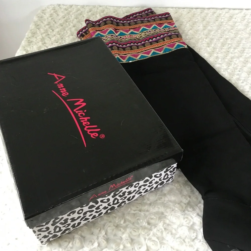 New Size 9 Anne Michelle Dedicate 64S Over the Knee Black Boots
